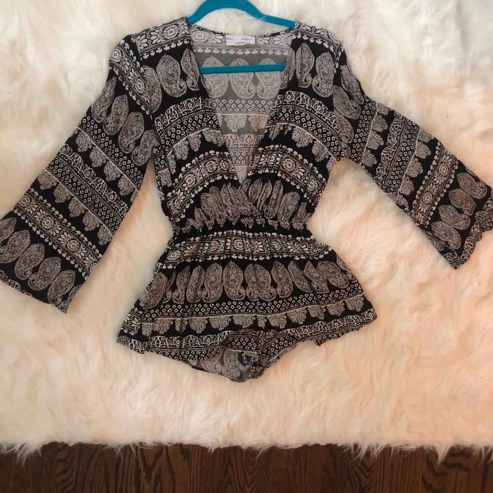 Black and White Printed Romper
